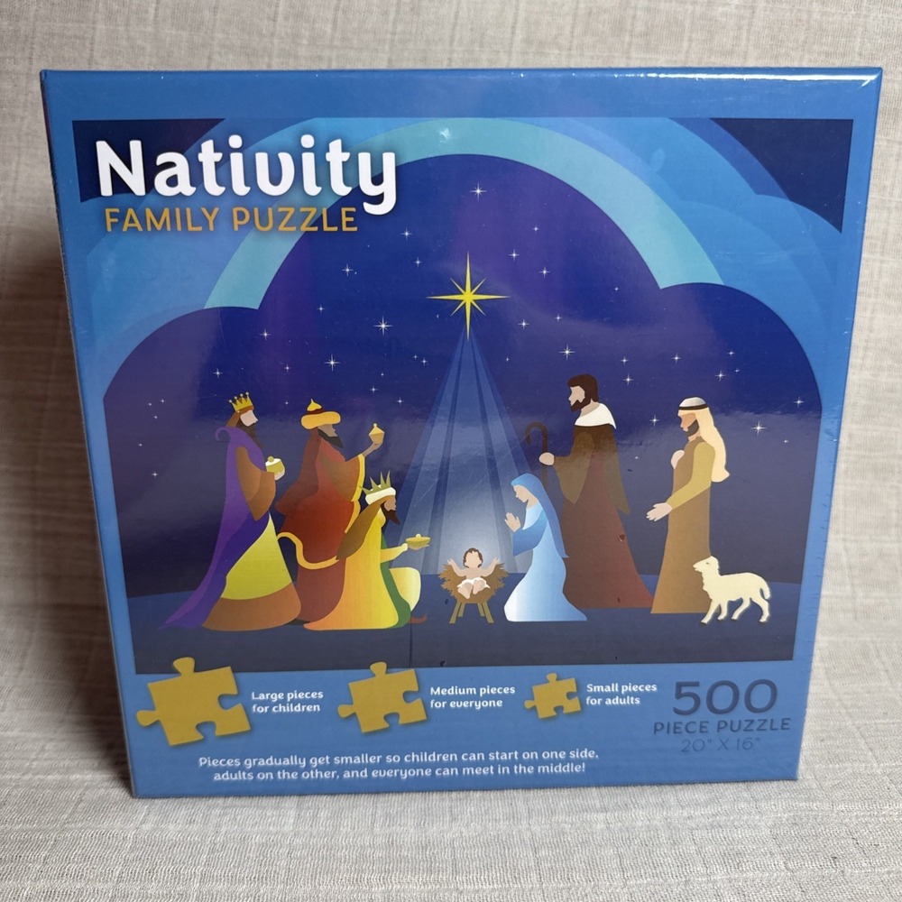 Nativity Family Puzzle 500 Pieces 20" X 16" Different Size Pieces Adult Children
